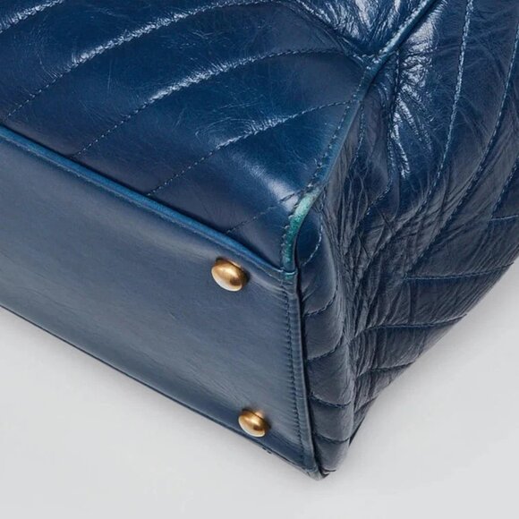 Chanel Blue Quilted Aged Calfskin Leather Coco Allure Tote Bag - Picture 4 of 12